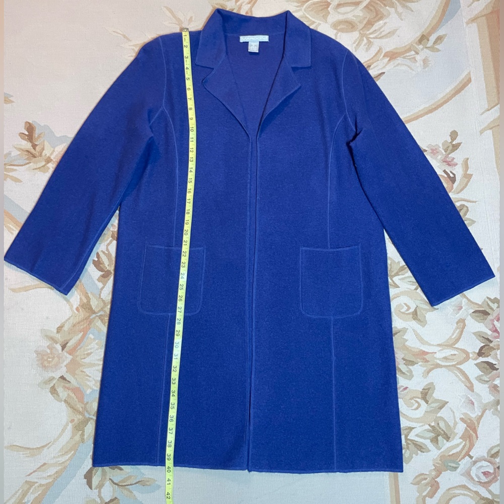Women's wool indigo Purple Coat - Picture 4 of 8